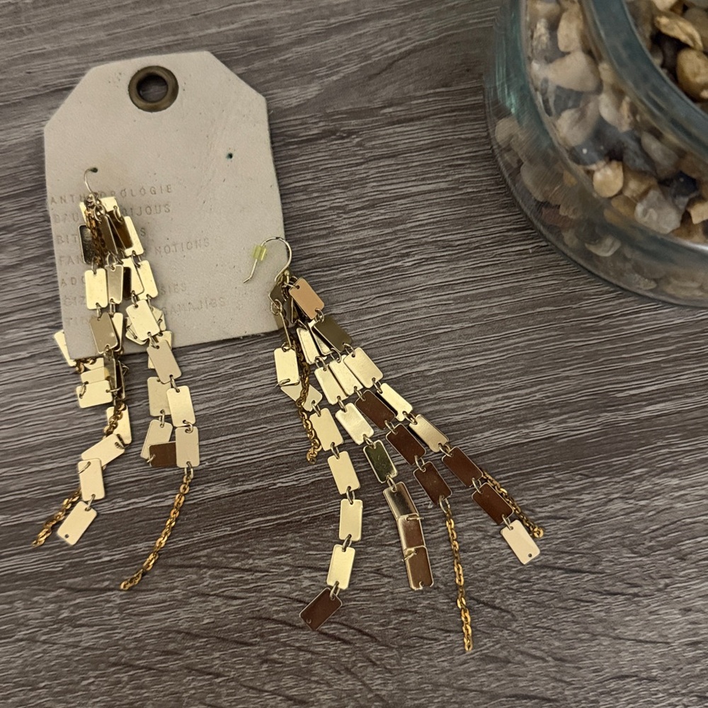Anthropologie Gold Chain Link Earrings